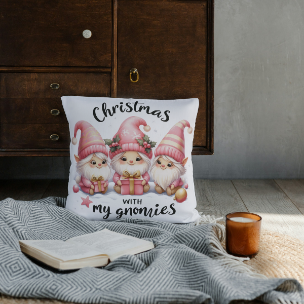 Christmas With My Gnomies Throw Pillow