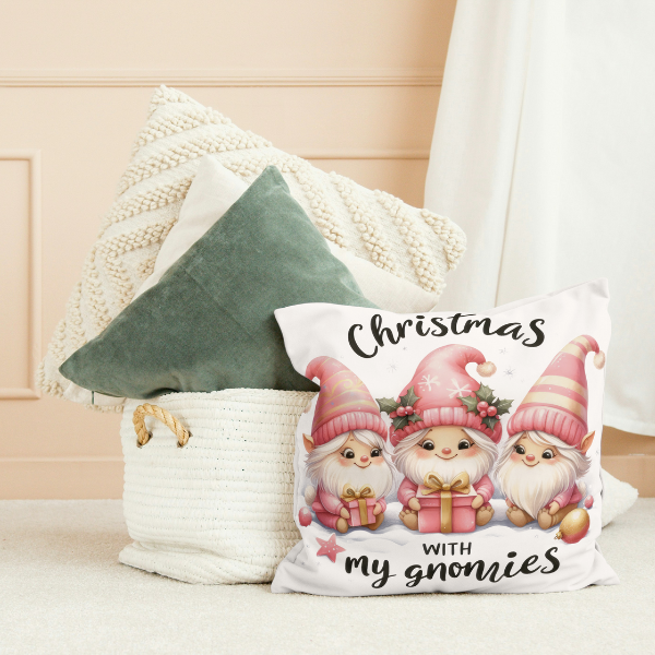 Christmas With My Gnomies Throw Pillow