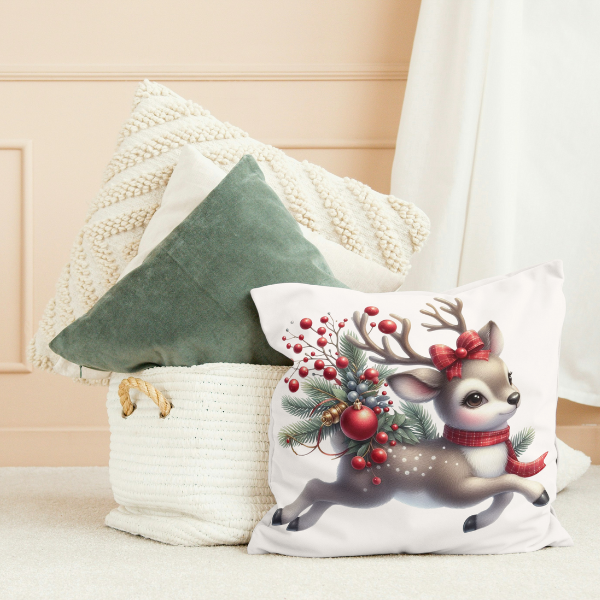 Christmas Reindeer Throw Pillow