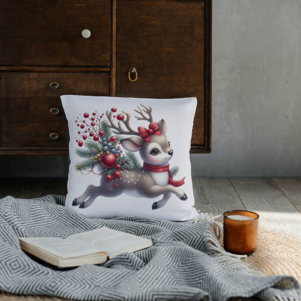 Christmas Reindeer Throw Pillow