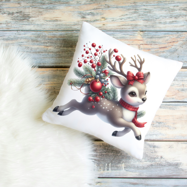 Christmas Reindeer Throw Pillow