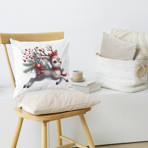 Christmas Reindeer Throw Pillow