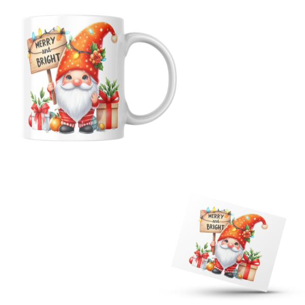 Gnome Merry and Bright Coffee Cup and Coaster Set