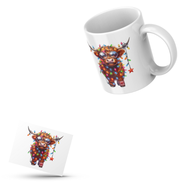 Highland Christmas Cow Coffee Cup and Coaster