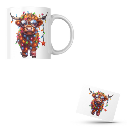 Highland Christmas Cow Coffee Cup and Coaster