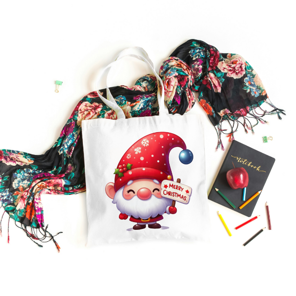 Cute Little Merry Christmas Gnome Shopping Bag