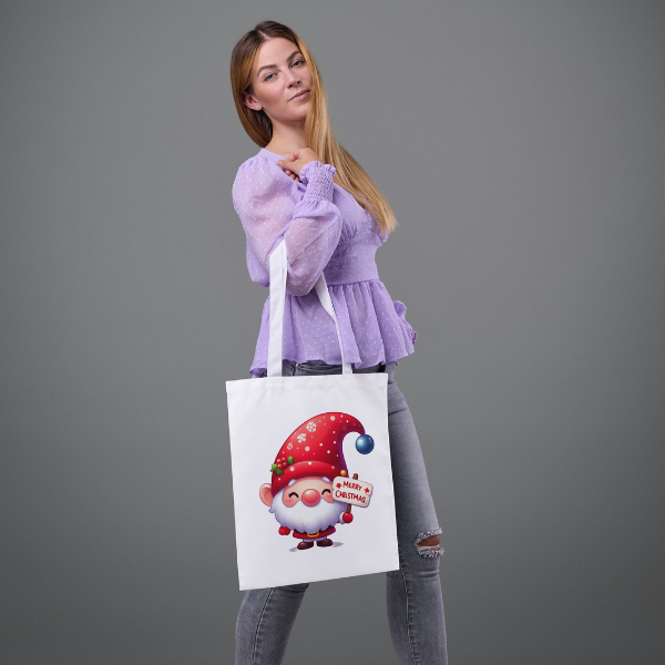 Cute Little Merry Christmas Gnome Shopping Bag