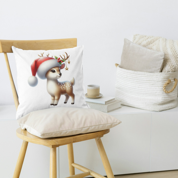 Little Christmas Reindeer Throw Pillow