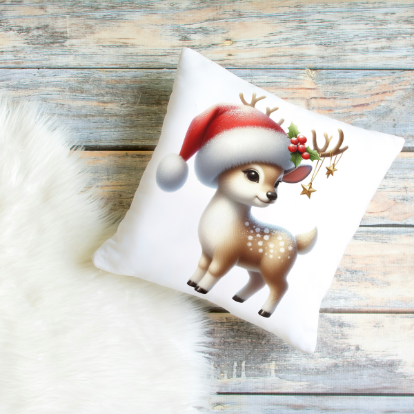 Little Christmas Reindeer Throw Pillow