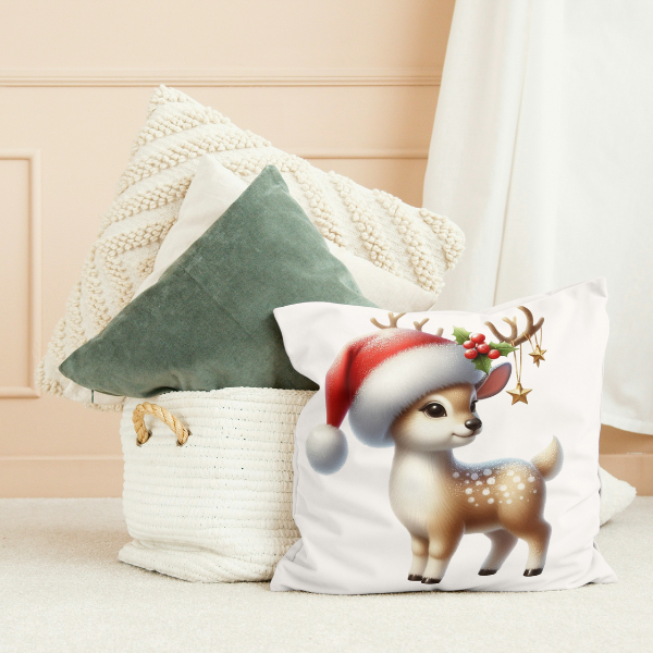 Little Christmas Reindeer Throw Pillow