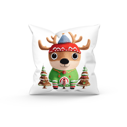 Reindeer And Christmas Trees Throw Pillow