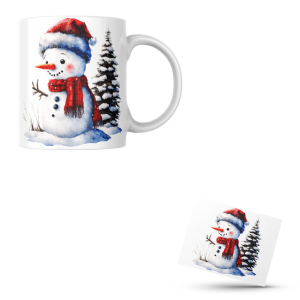 Christmas Snowman Coffee Cup and Coaster Set