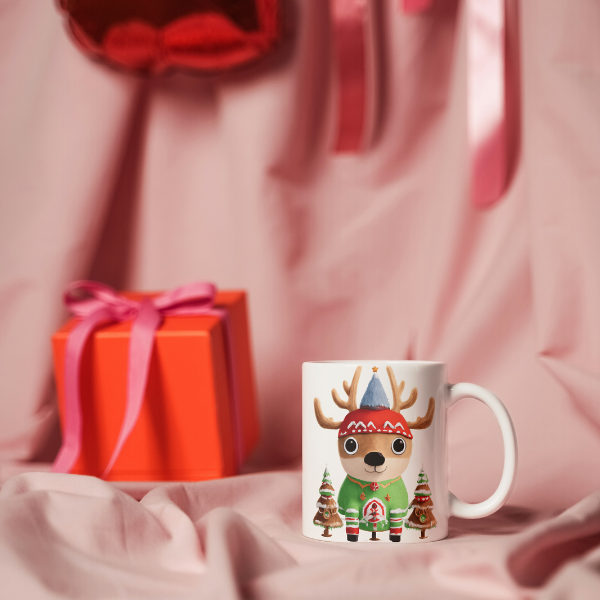 Reindeer And Christmas Trees Coffee Cup