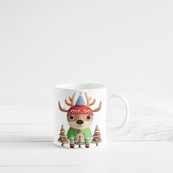 Reindeer And Christmas Trees Coffee Cup