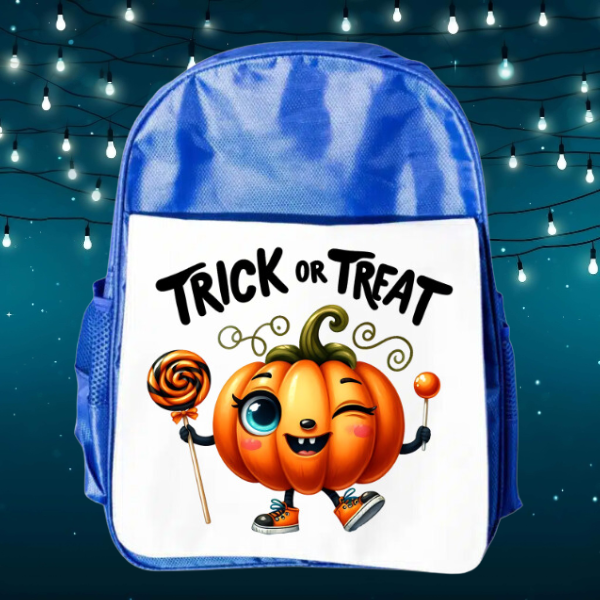 Cute Halloween Pumpkin Trick Or Treat Junior and Senior Size Backpacks