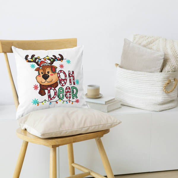 Oh Deer Christmas Throw Pillow