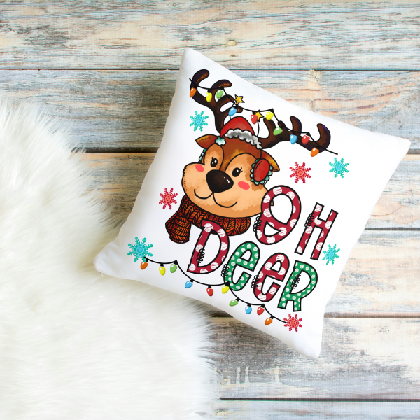 Oh Deer Christmas Throw Pillow