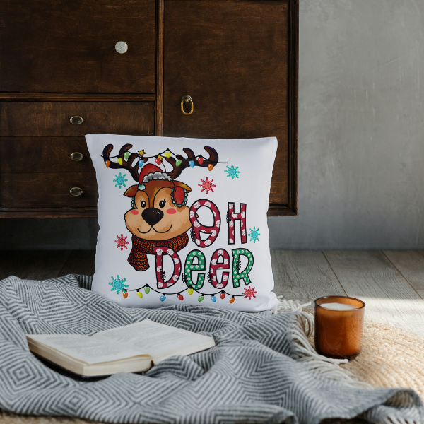 Oh Deer Christmas Throw Pillow