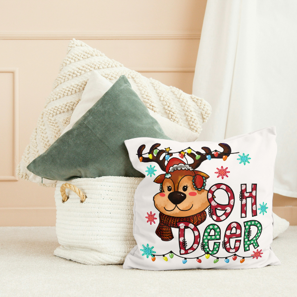 Oh Deer Christmas Throw Pillow