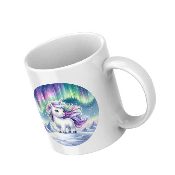 Snow Unicorn Coffee Cup and Coaster Set