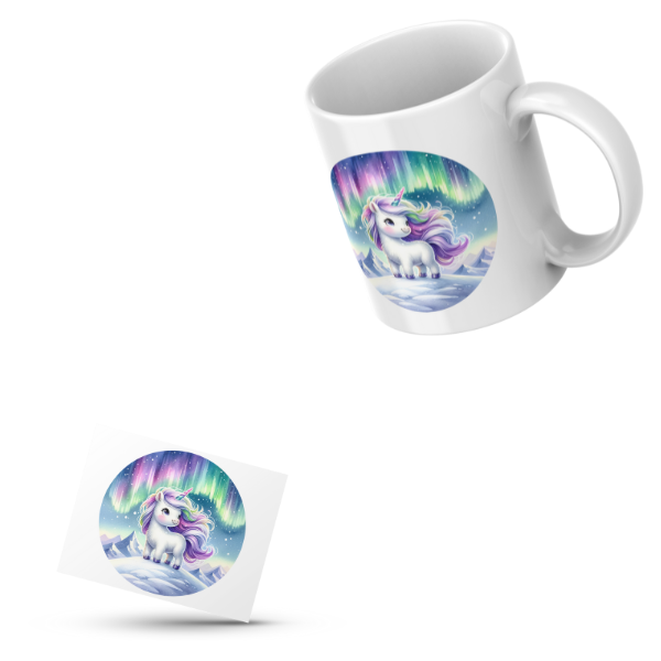 Snow Unicorn Coffee Cup and Coaster Set