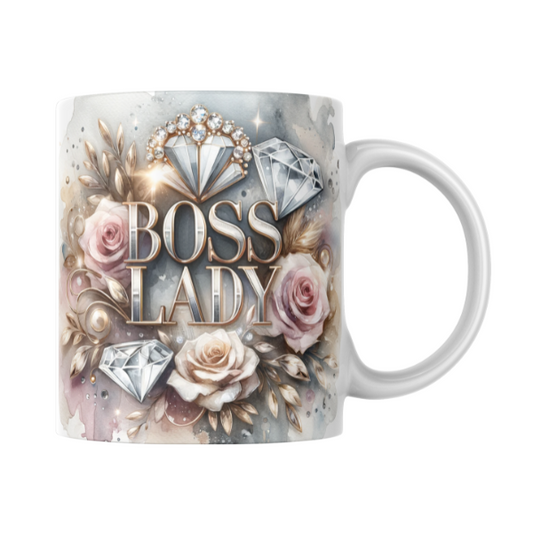 Floral Diamond Boss Lady Coffee Cup