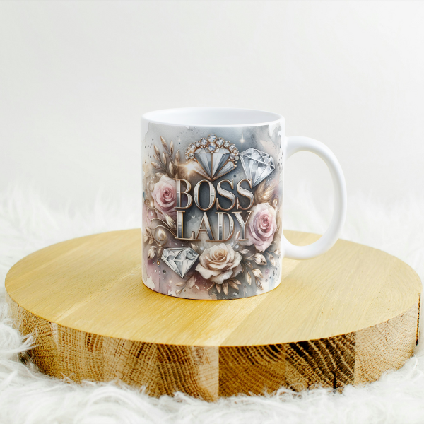 Floral Diamond Boss Lady Coffee Cup