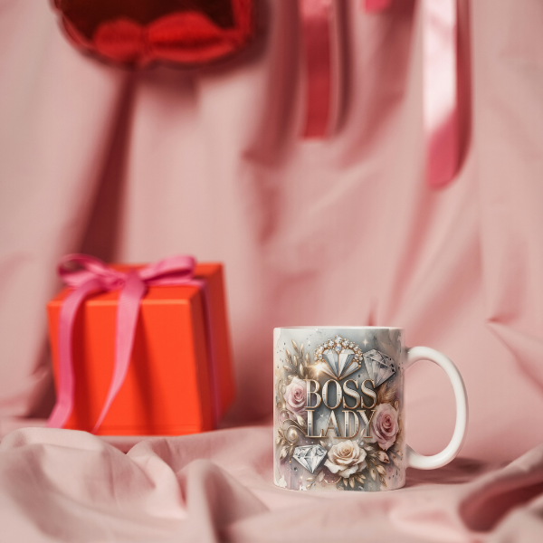 Floral Diamond Boss Lady Coffee Cup