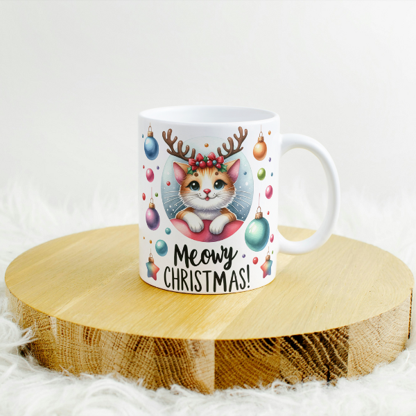 Kitten Meowy Christmas Coffee Cup