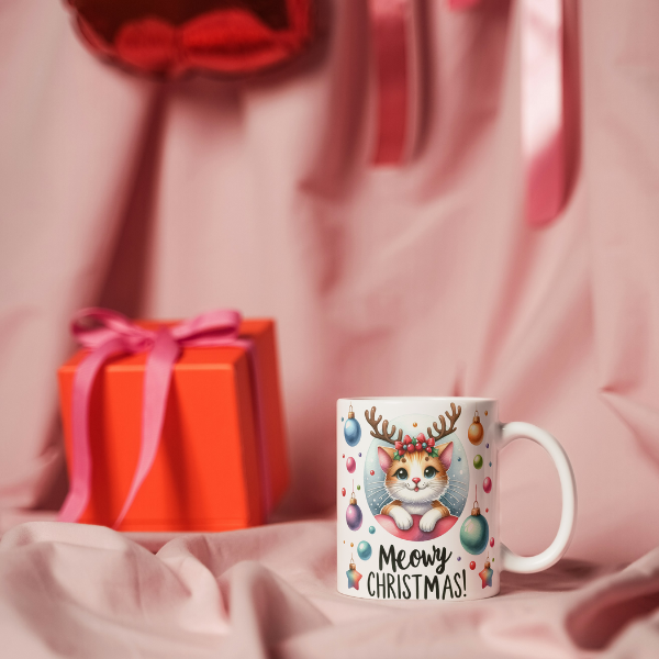 Kitten Meowy Christmas Coffee Cup