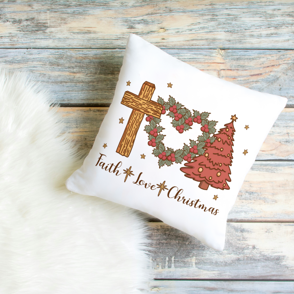 Faith Love Christmas Throw Pillow