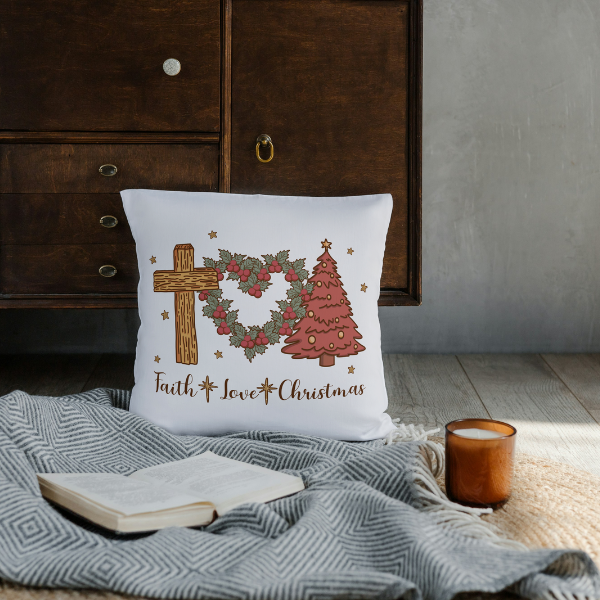 Faith Love Christmas Throw Pillow