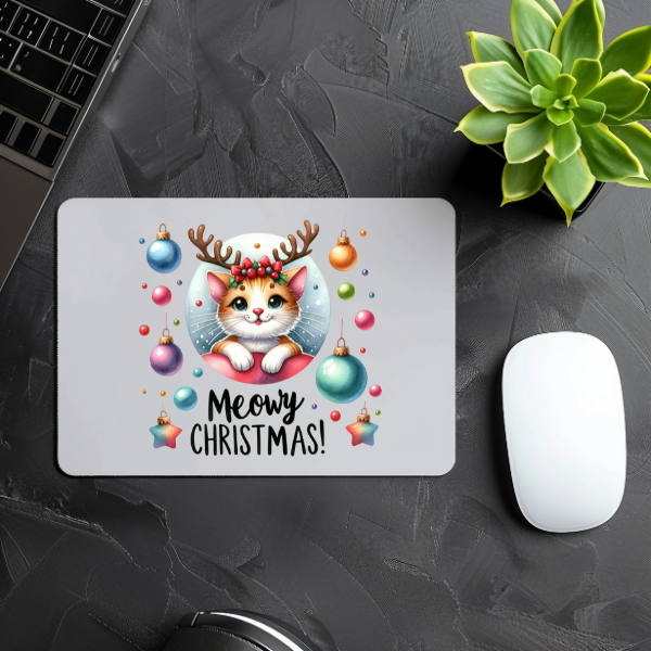 Kitten Meowy Christmas Mouse Pad