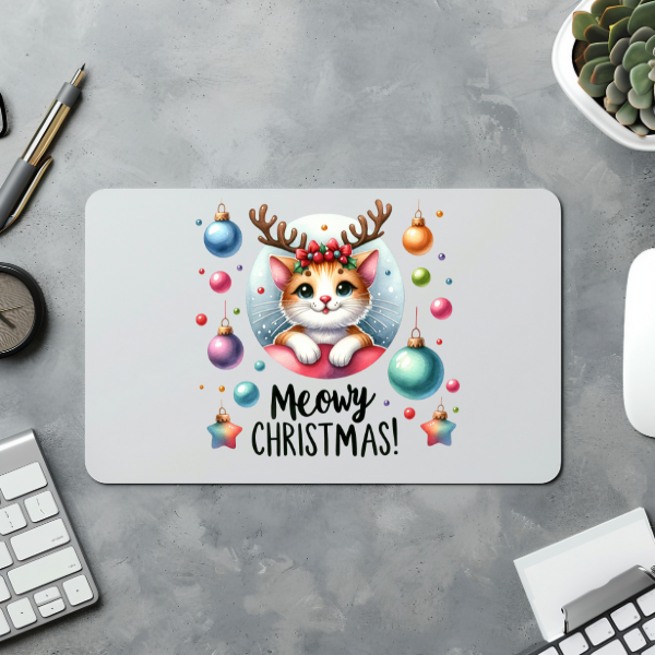 Kitten Meowy Christmas Mouse Pad