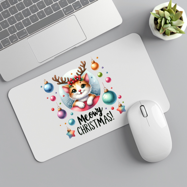 Kitten Meowy Christmas Mouse Pad