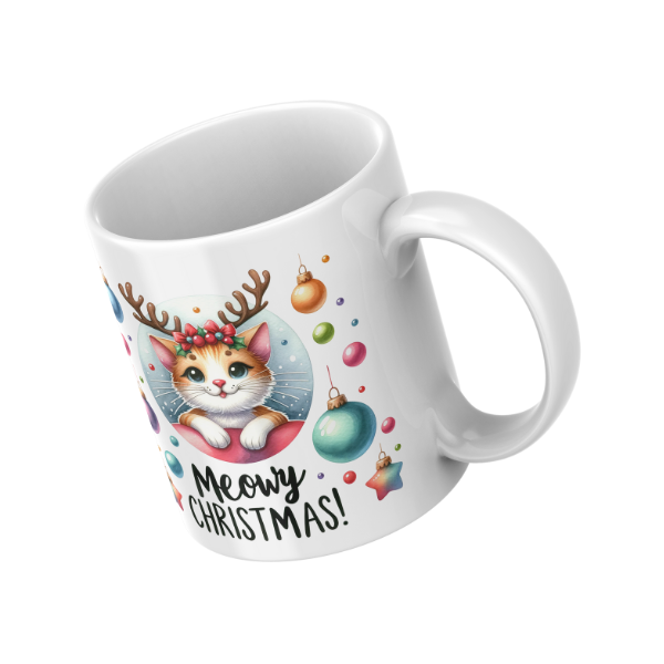 Kitten Meowy Christmas Coffee Cup and Coaster