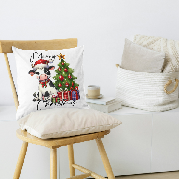 Baby Cow Merry Christmas Throw Pillow