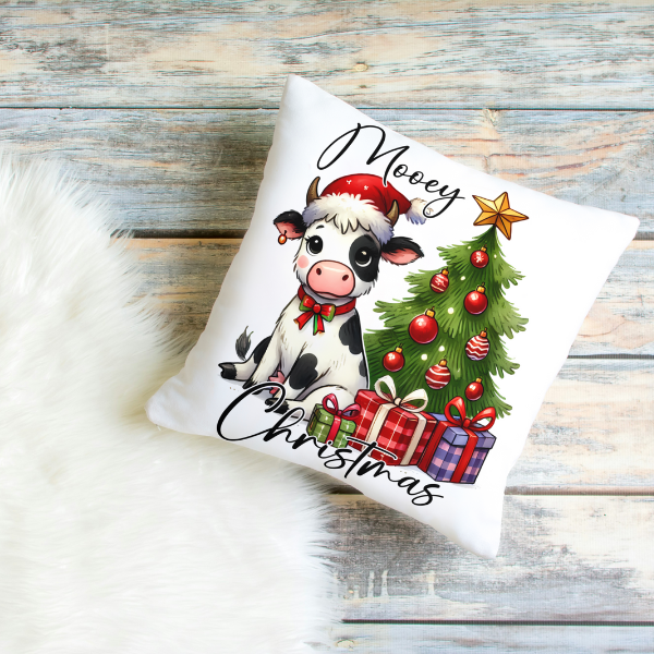 Baby Cow Merry Christmas Throw Pillow