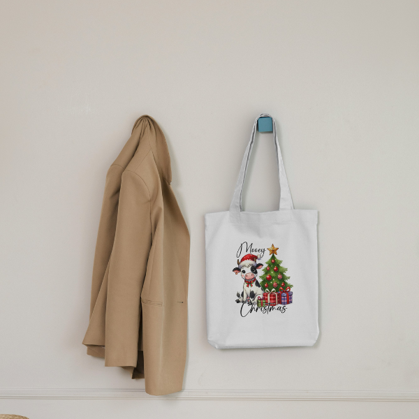 Baby Cow Merry Christmas Shopping Bag