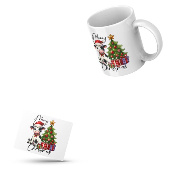 Baby Cow Merry Christmas Coffee Cup and Coaster Set