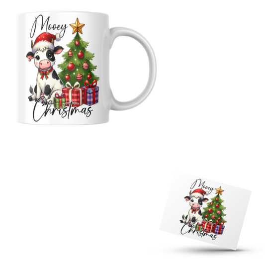 Baby Cow Merry Christmas Coffee Cup and Coaster Set