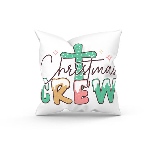 Cross Christmas Crew Throw Pillow