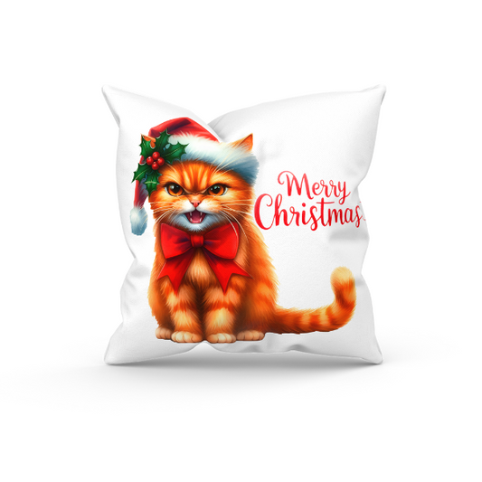 Merry Christmas Cat Throw Pillow