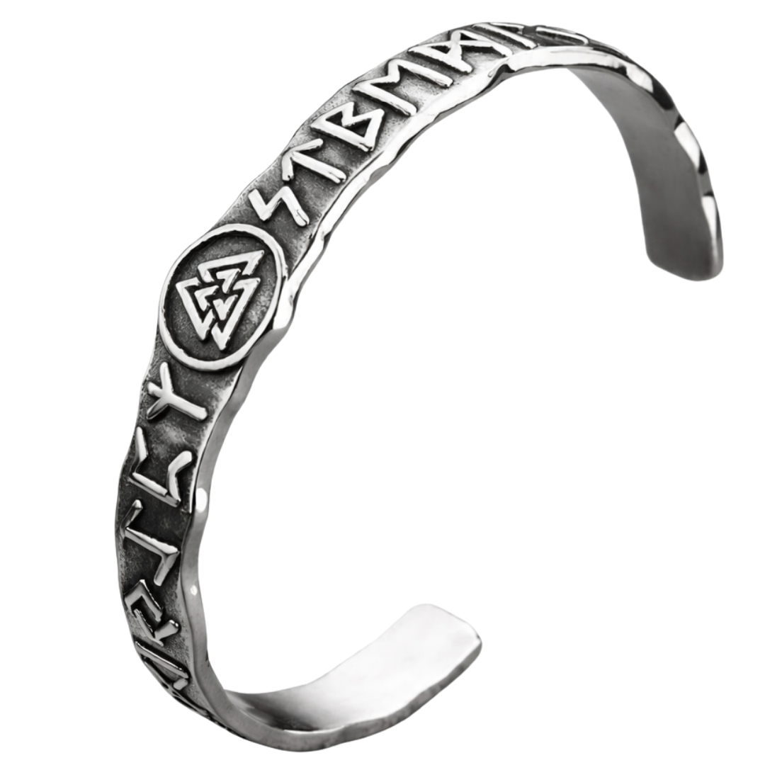 Valknut & Nordic Rune Alloy Bracelet