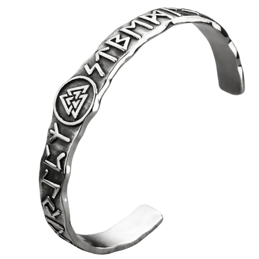 Valknut & Nordic Rune Alloy Bracelet