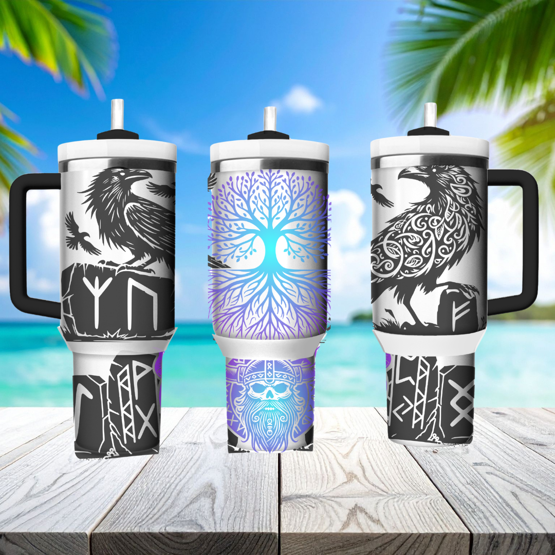 Viking Runes 40oz Quencher Tumbler