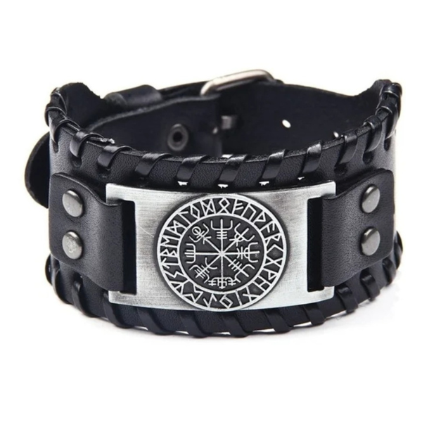 Viking Odin Compass Leather Bracelet