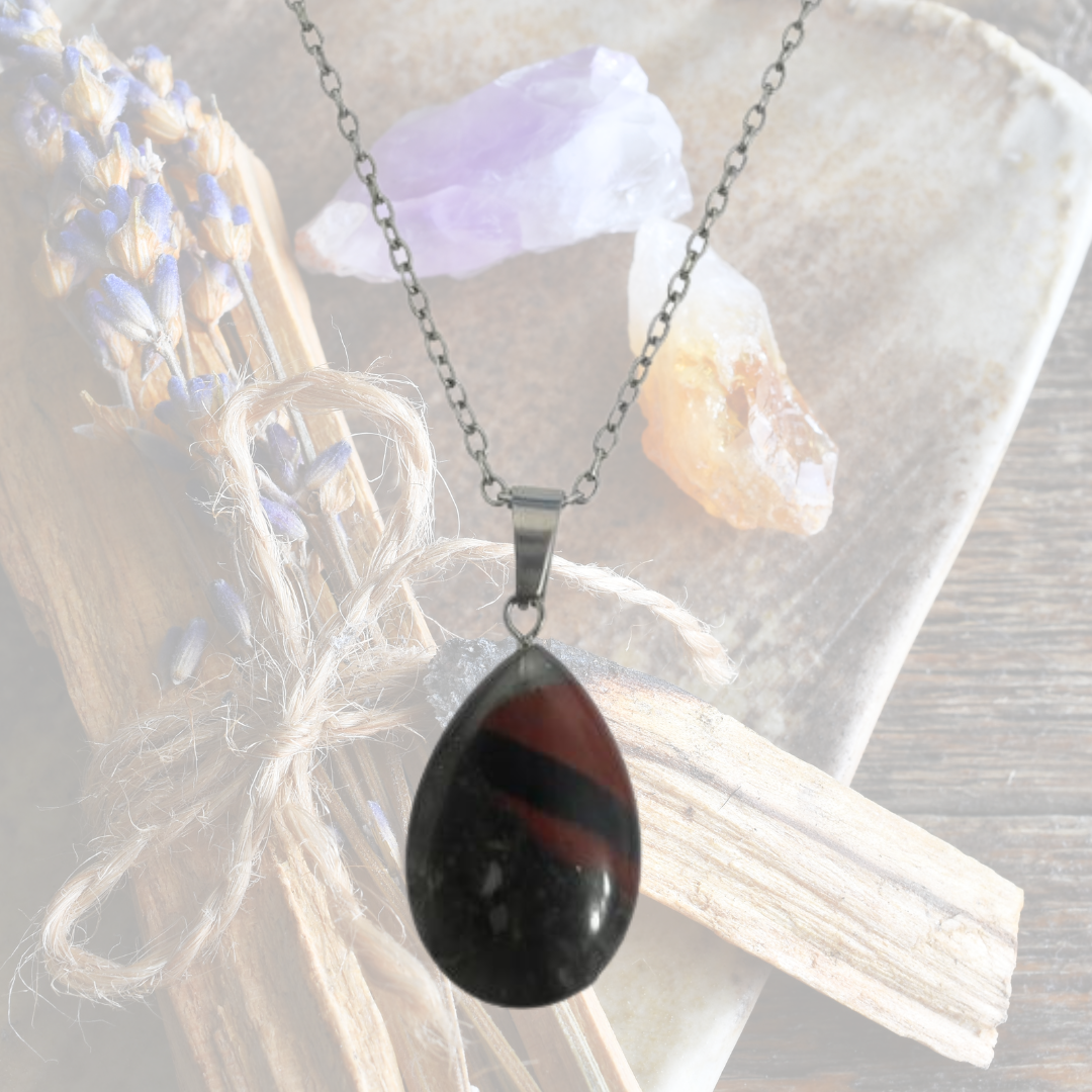 Warrior Spirit Bloodstone Teardrop Necklace