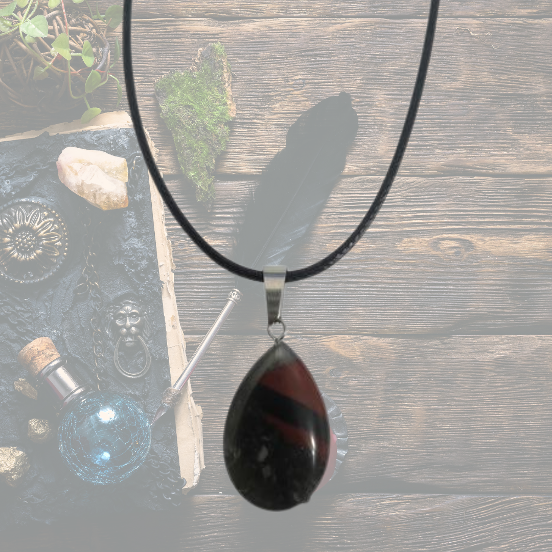 Warrior Spirit Bloodstone Teardrop Necklace