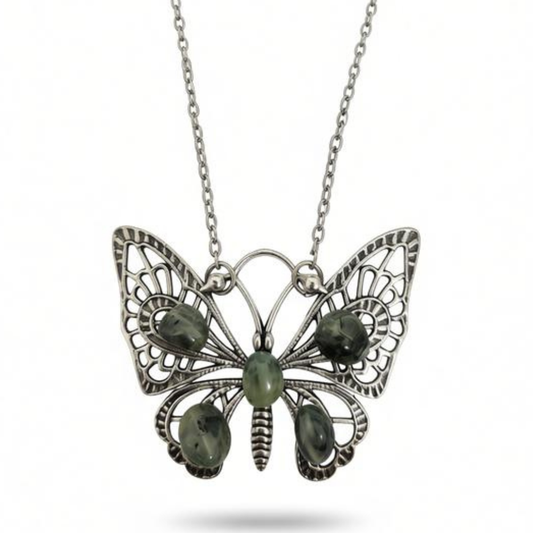 Whispers of Renewal Prehnite Butterfly Necklace